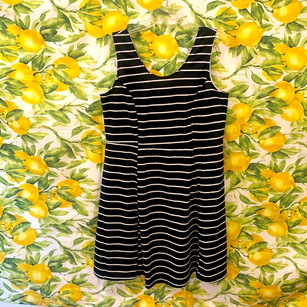 Black and white striped dress
